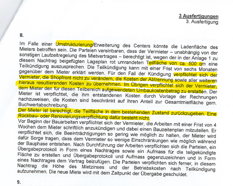 Auszug aus altem Vertrag Auszug aus altem Vertrag